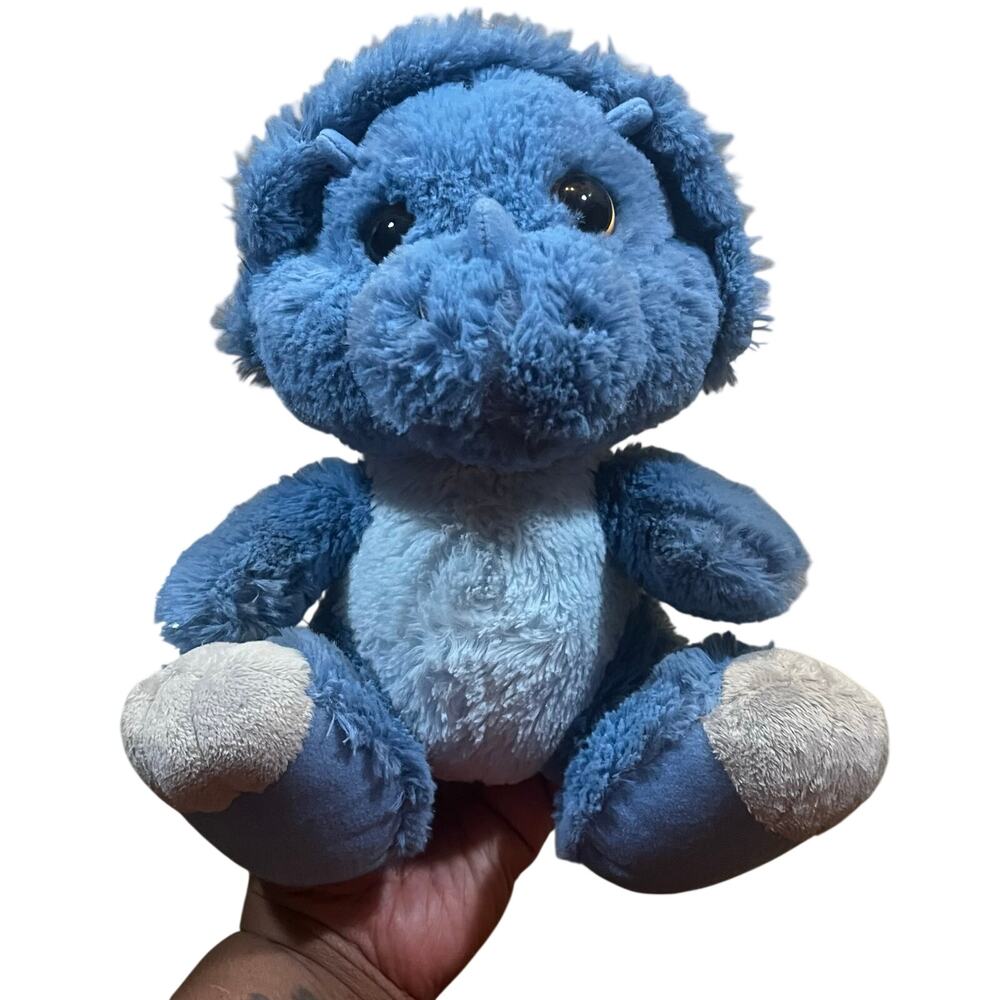 2003 Vintage Aurora Blue Triceratops Dinosaur Baby Plush 10 Inch Stuffed Animal